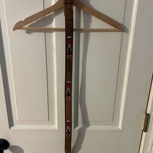 Zeppelin Nautical Flag Brown Leather Belt 30